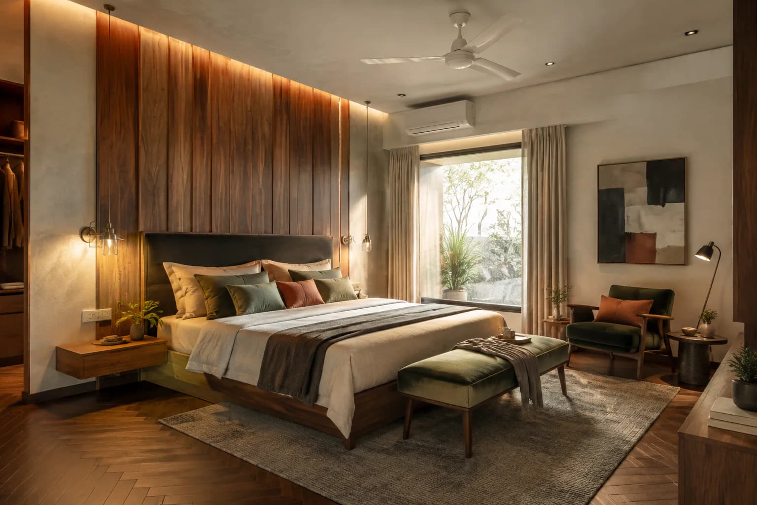 Completed primary bedroom renovation by Steed Art in Karachi